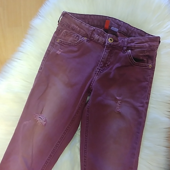 H&M Denim - H&M Divided Plum Distressed Super Skinny Jeans